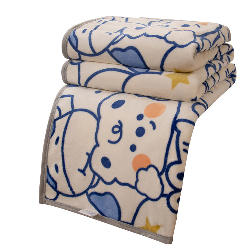 Minimal Cream Cheese Flannel Blanket Thick Warm Winter Dorm Use