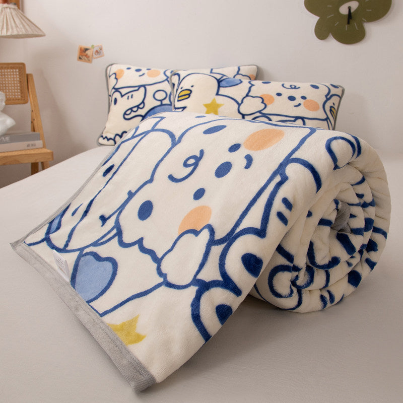 Minimal Cream Cheese Flannel Blanket Thick Warm Winter Dorm Use