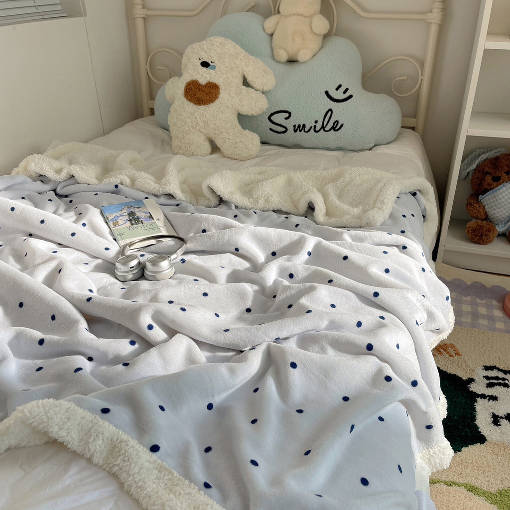 Minimal Dot Milk Velvet Blanket Thick Lamb Wool Sofa Nap Throw