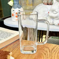 Modern Straw Glass Cup with Handle for Coffee Milk and Water