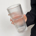Everyday Stackable Ribbed Glass Cup for Coffee Latte Iced Drinks