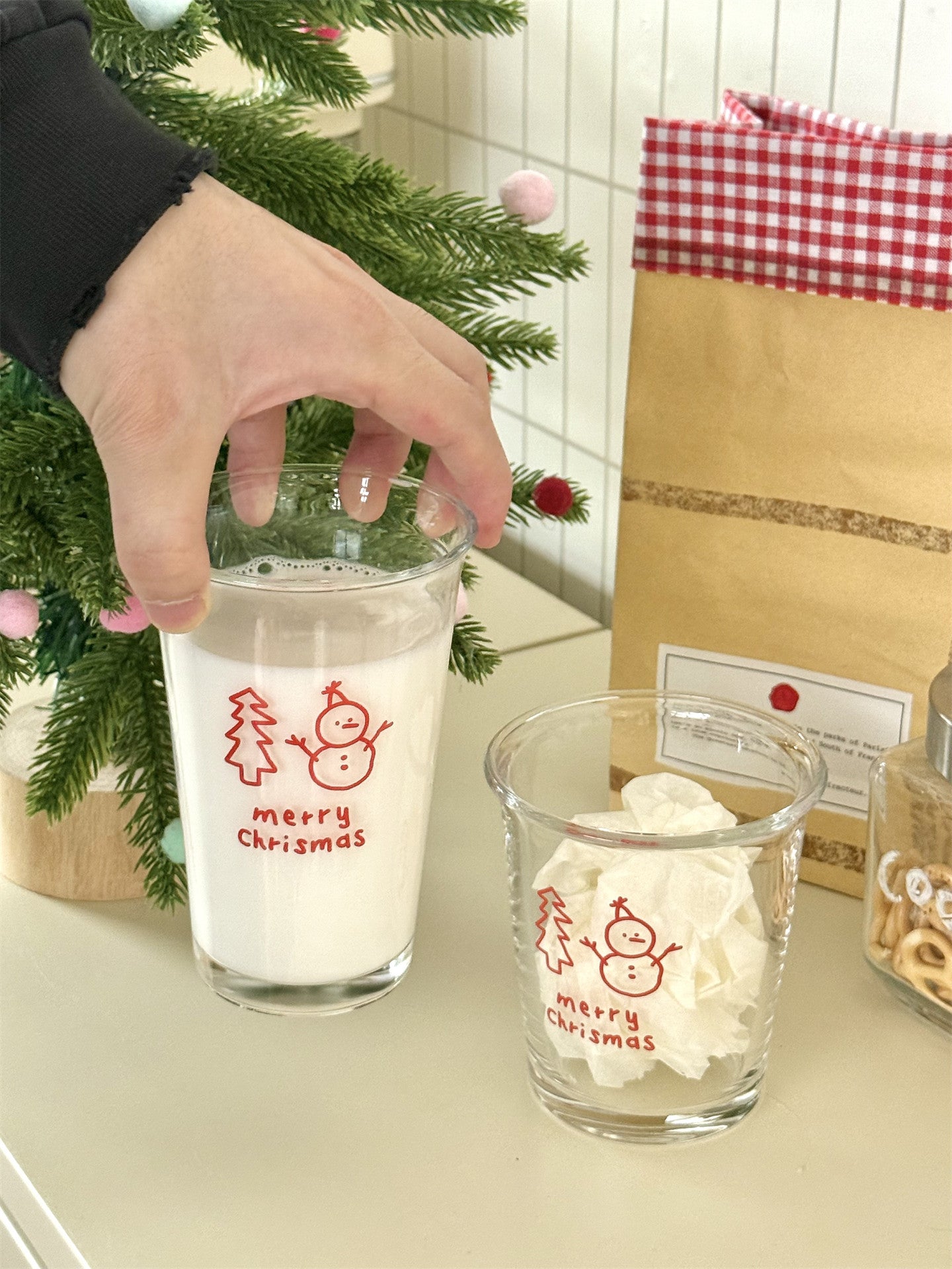 Everyday Snowman Glass Cup for Milk Coffee Breakfast Winter Use