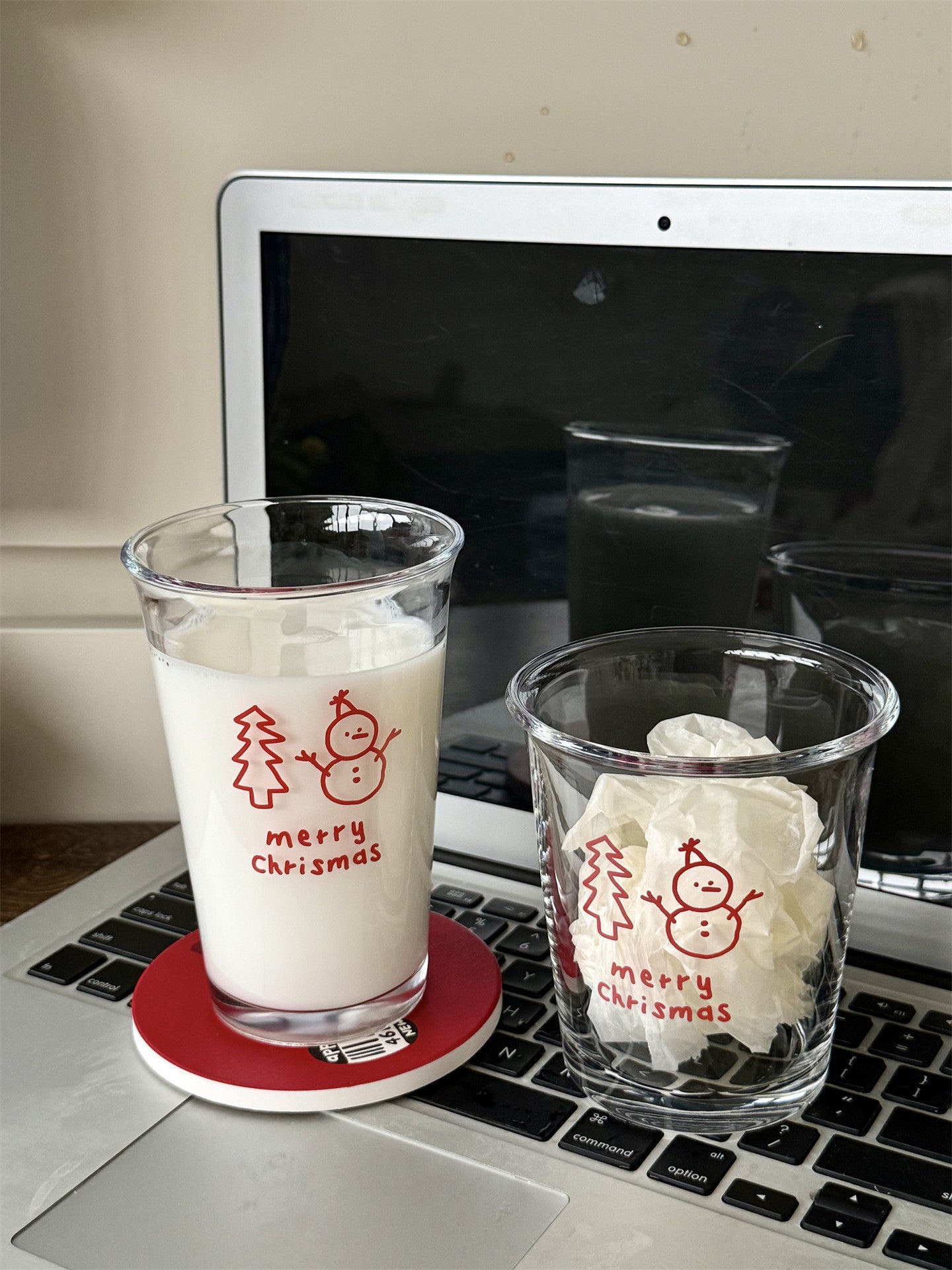 Everyday Snowman Glass Cup for Milk Coffee Breakfast Winter Use