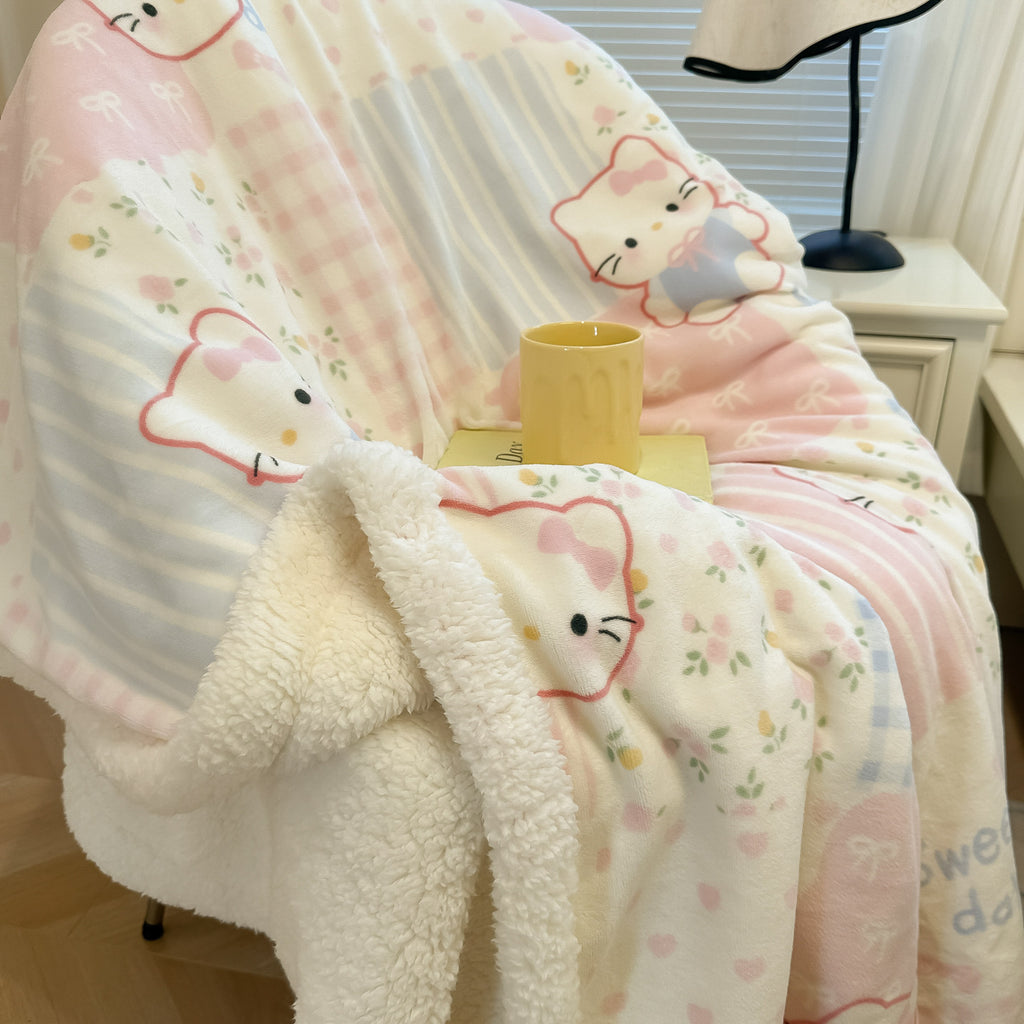 Everyday Cat Milk Lamb Wool Blanket Thick Cozy Sofa Bed Throw