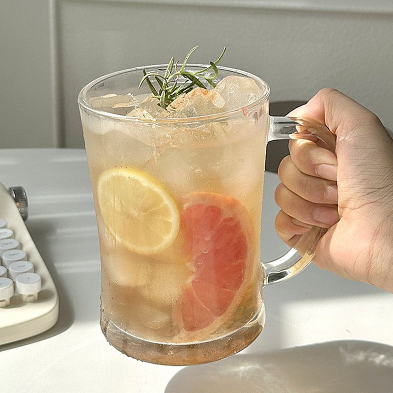 Large Capacity Glass Cup for Fruit Tea Juice Beer and Cold Drinks