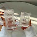Minimalist Striped Glass Cup for Iced Americano Latte Juice Milk