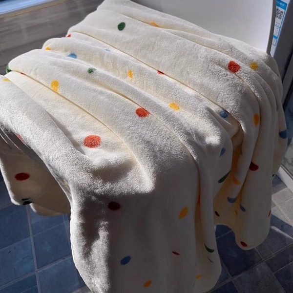 Minimal Cream Cheese Flannel Blanket Thick Warm Winter Dorm Use