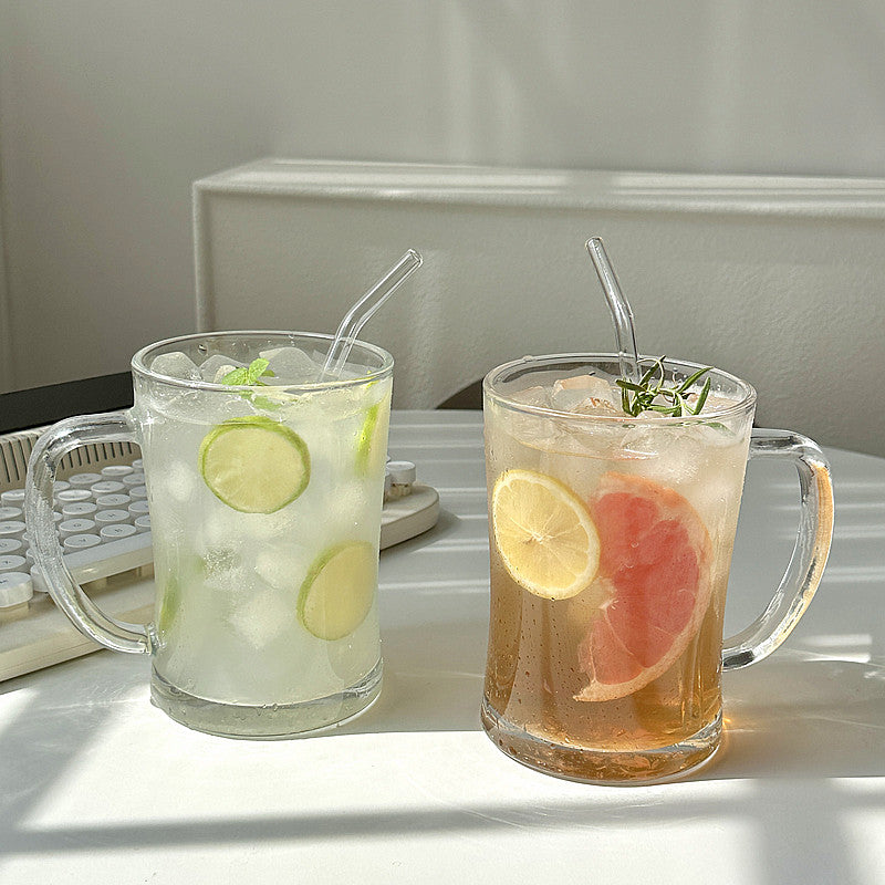 Large Capacity Glass Cup for Fruit Tea Juice Beer and Cold Drinks