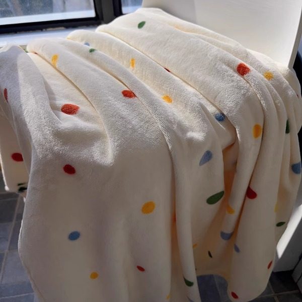 Minimal Cream Cheese Flannel Blanket Thick Warm Winter Dorm Use