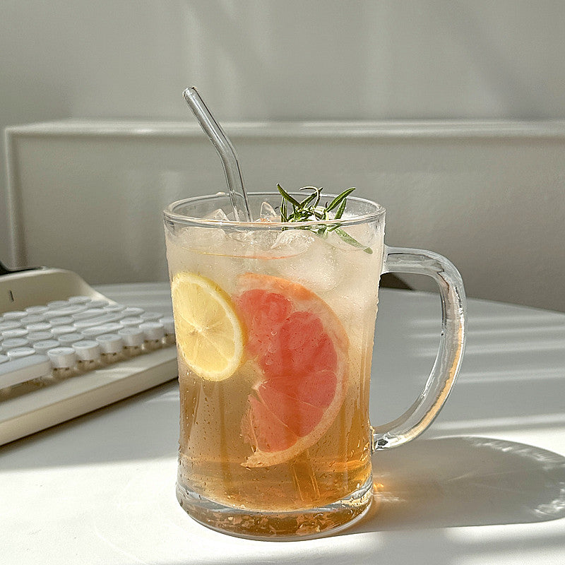 Large Capacity Glass Cup for Fruit Tea Juice Beer and Cold Drinks