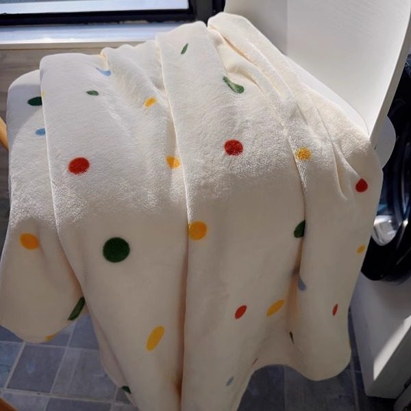 Minimal Cream Cheese Flannel Blanket Thick Warm Winter Dorm Use