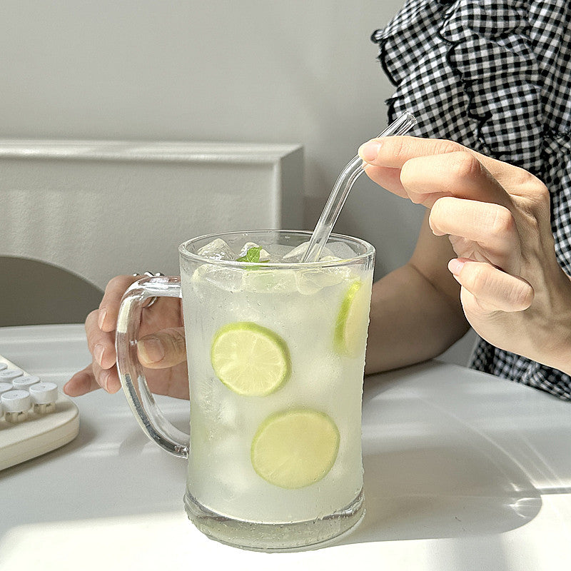 Large Capacity Glass Cup for Fruit Tea Juice Beer and Cold Drinks