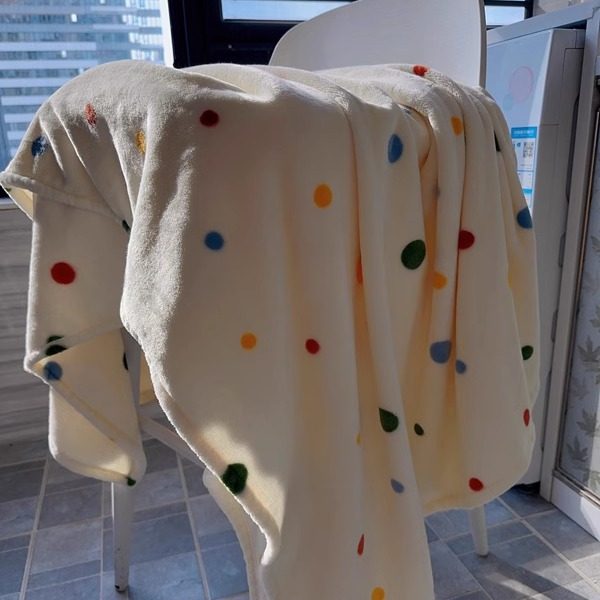 Minimal Cream Cheese Flannel Blanket Thick Warm Winter Dorm Use