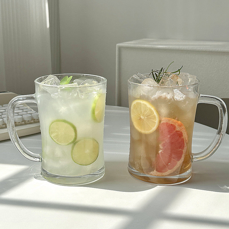 Large Capacity Glass Cup for Fruit Tea Juice Beer and Cold Drinks