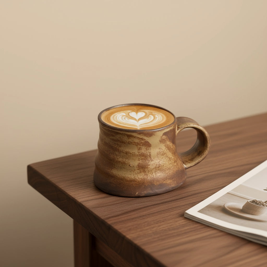 Rustikale Vintage-Kaffeetasse aus Keramik, handgefertigte Glasur, einzigartige Geschenktasse für Kaffeeliebhaber