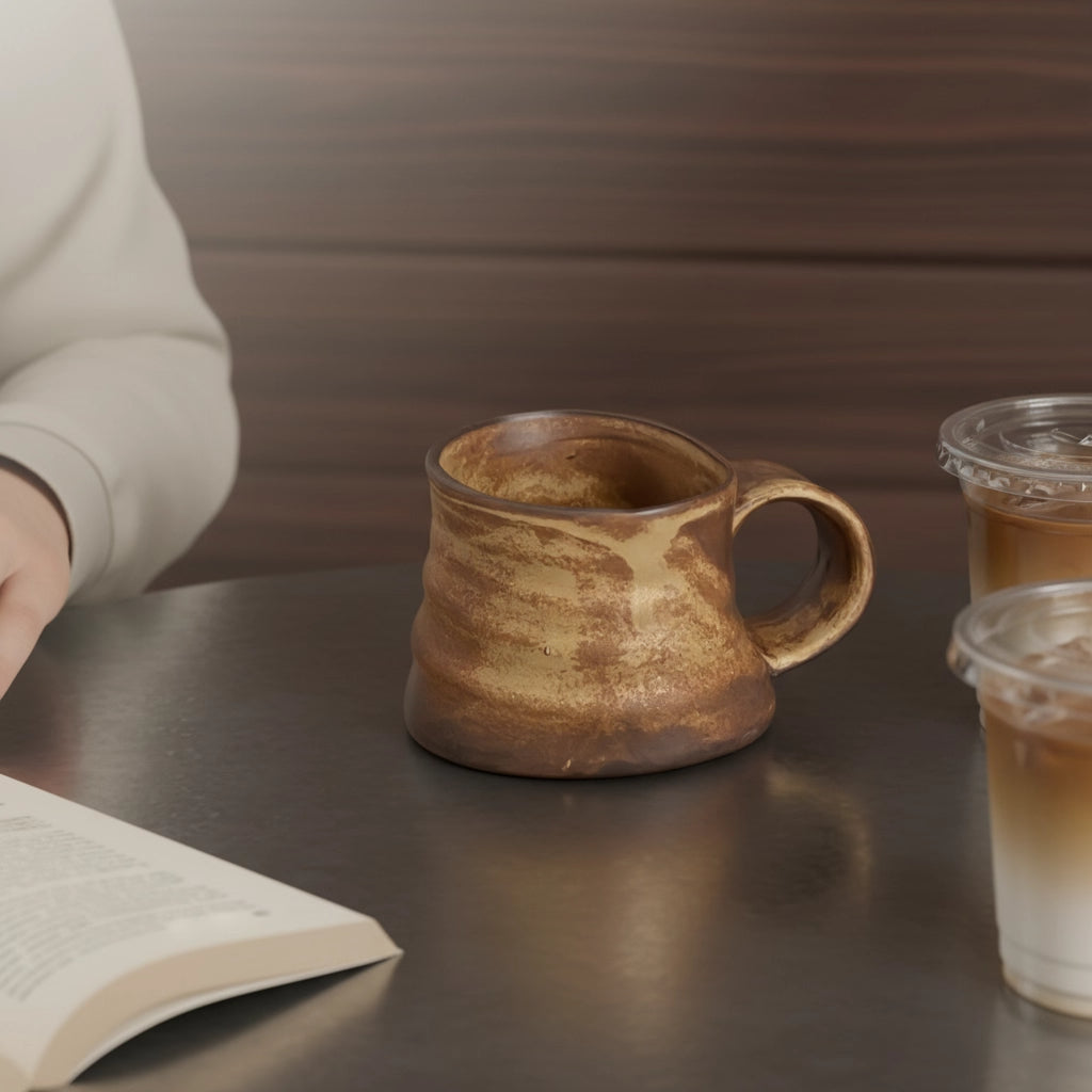 Rustikale Vintage-Kaffeetasse aus Keramik, handgefertigte Glasur, einzigartige Geschenktasse für Kaffeeliebhaber