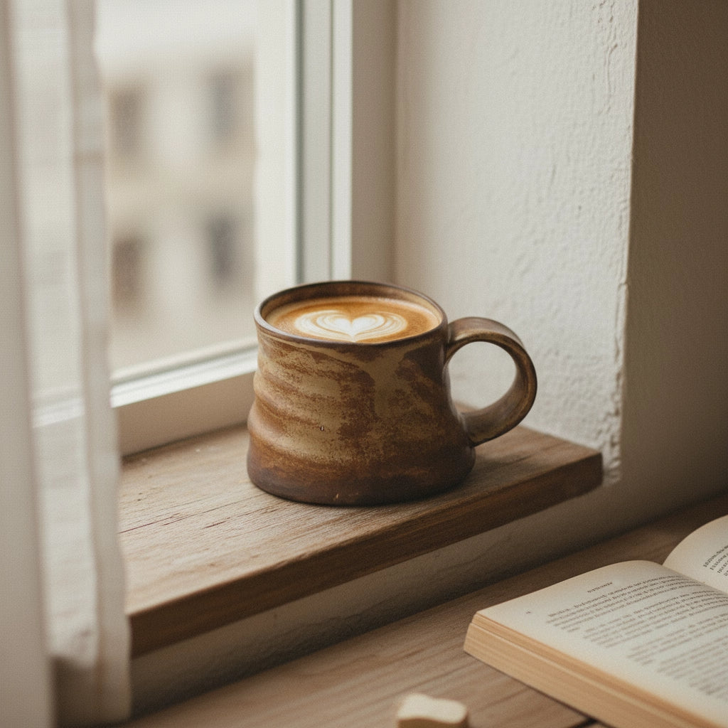 Rustikale Vintage-Kaffeetasse aus Keramik, handgefertigte Glasur, einzigartige Geschenktasse für Kaffeeliebhaber