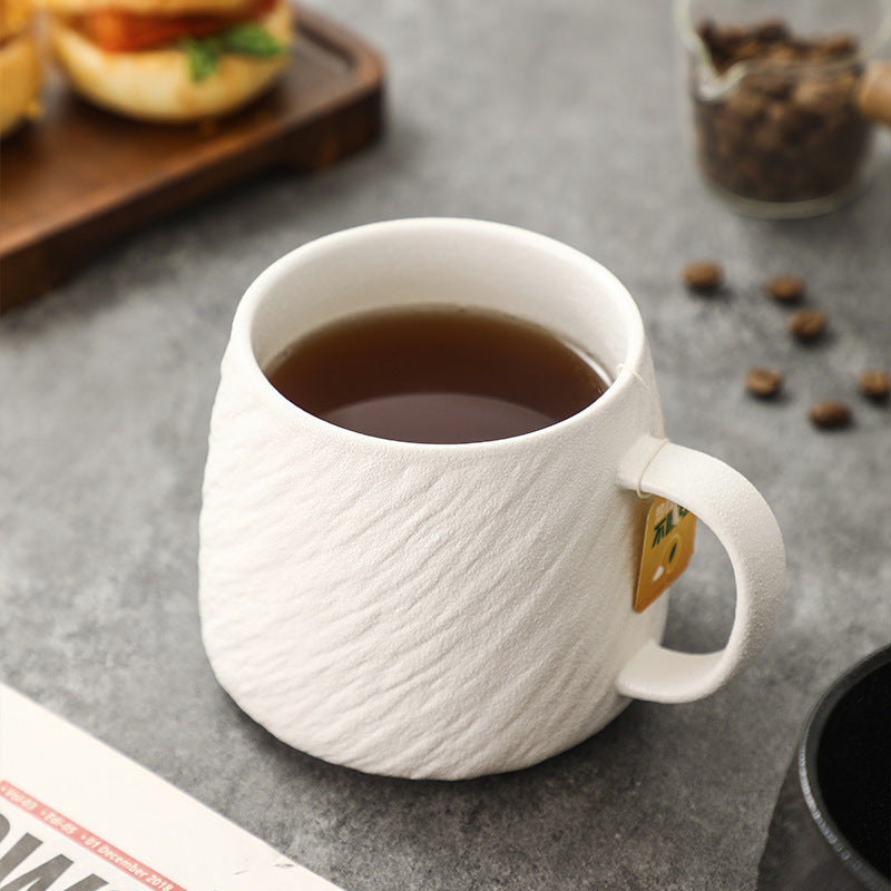 Ceramic Coffee Mug 17oz Matte Stone Texture White for Daily Use