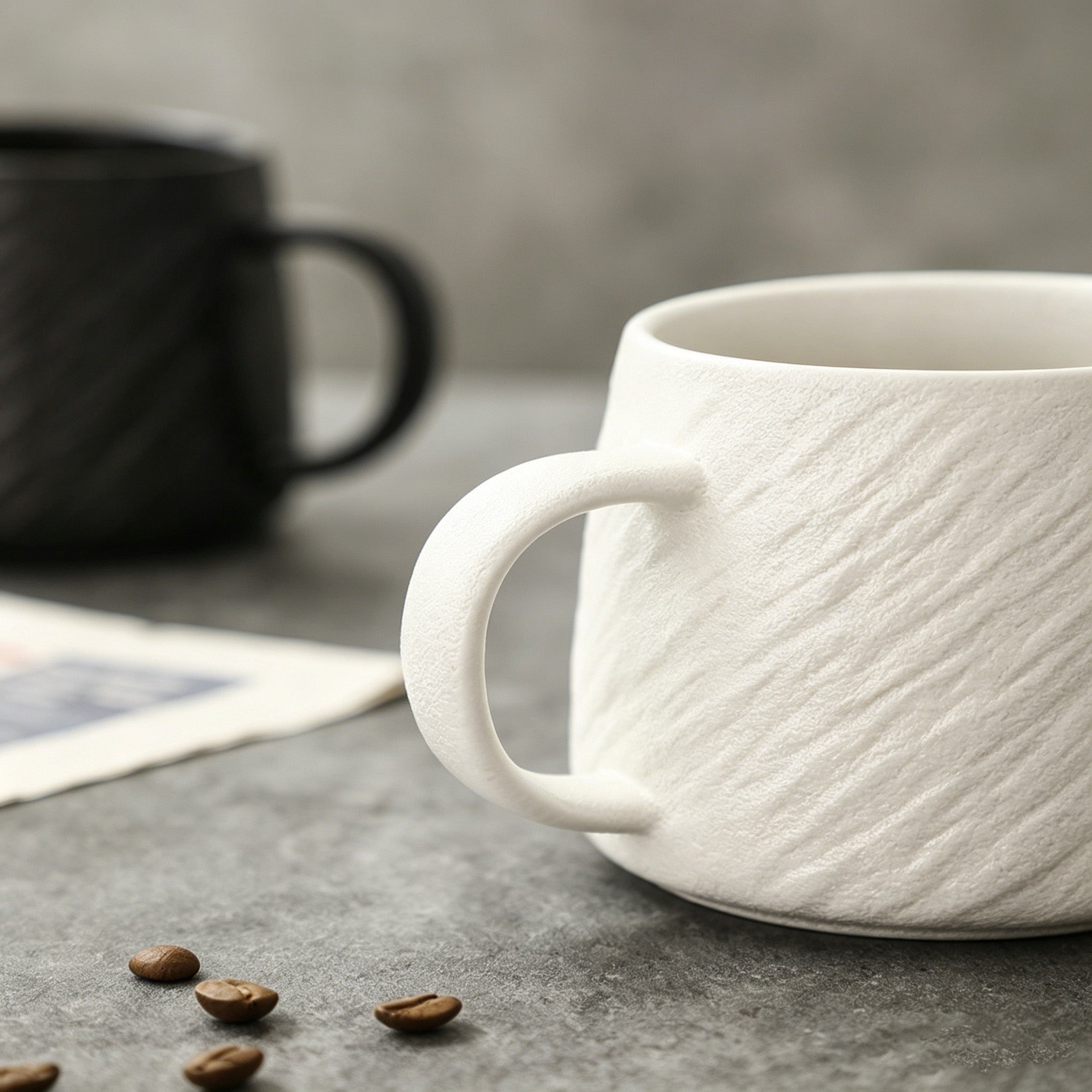 Ceramic Coffee Mug 17oz Matte Stone Texture White for Daily Use