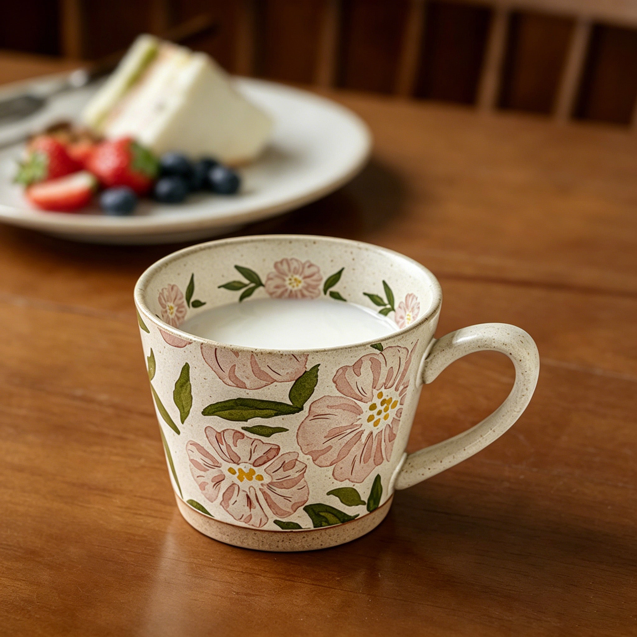 Ceramic Coffee Mug 11oz Floral Pattern Vintage Style for Daily Use