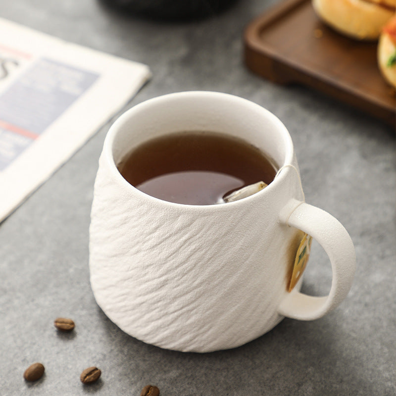 Ceramic Coffee Mug 17oz Matte Stone Texture White for Daily Use